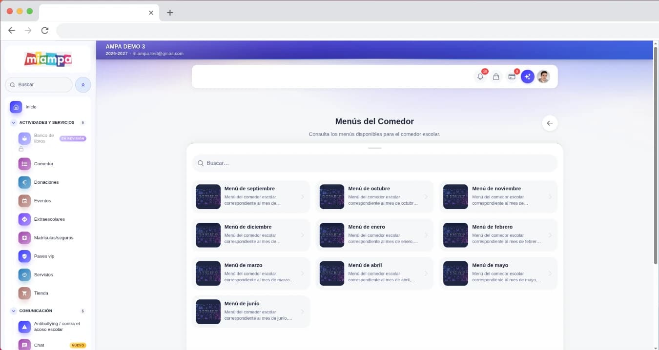 Captura de pantalla: Acogida y comedor