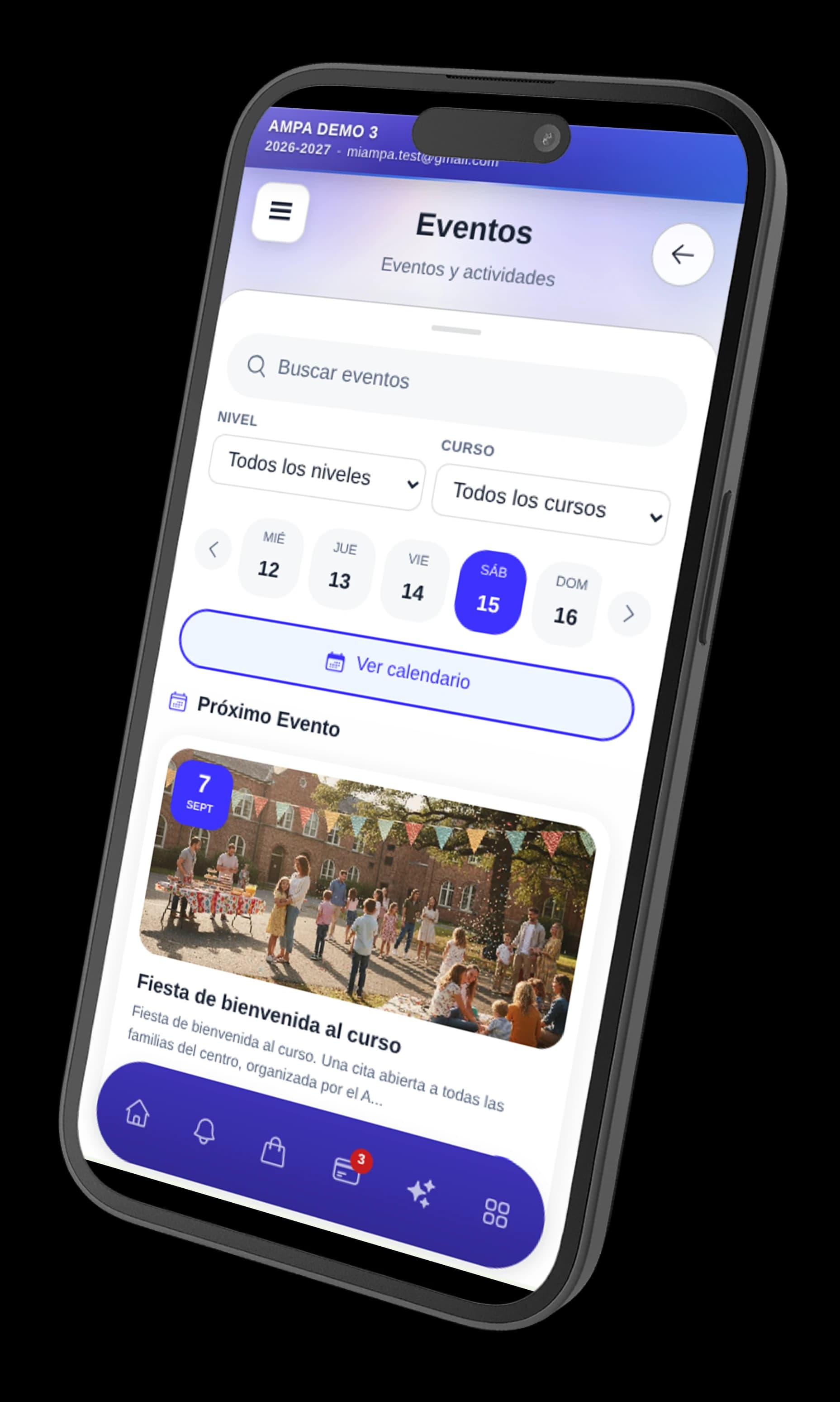 Captura de pantalla: Eventos