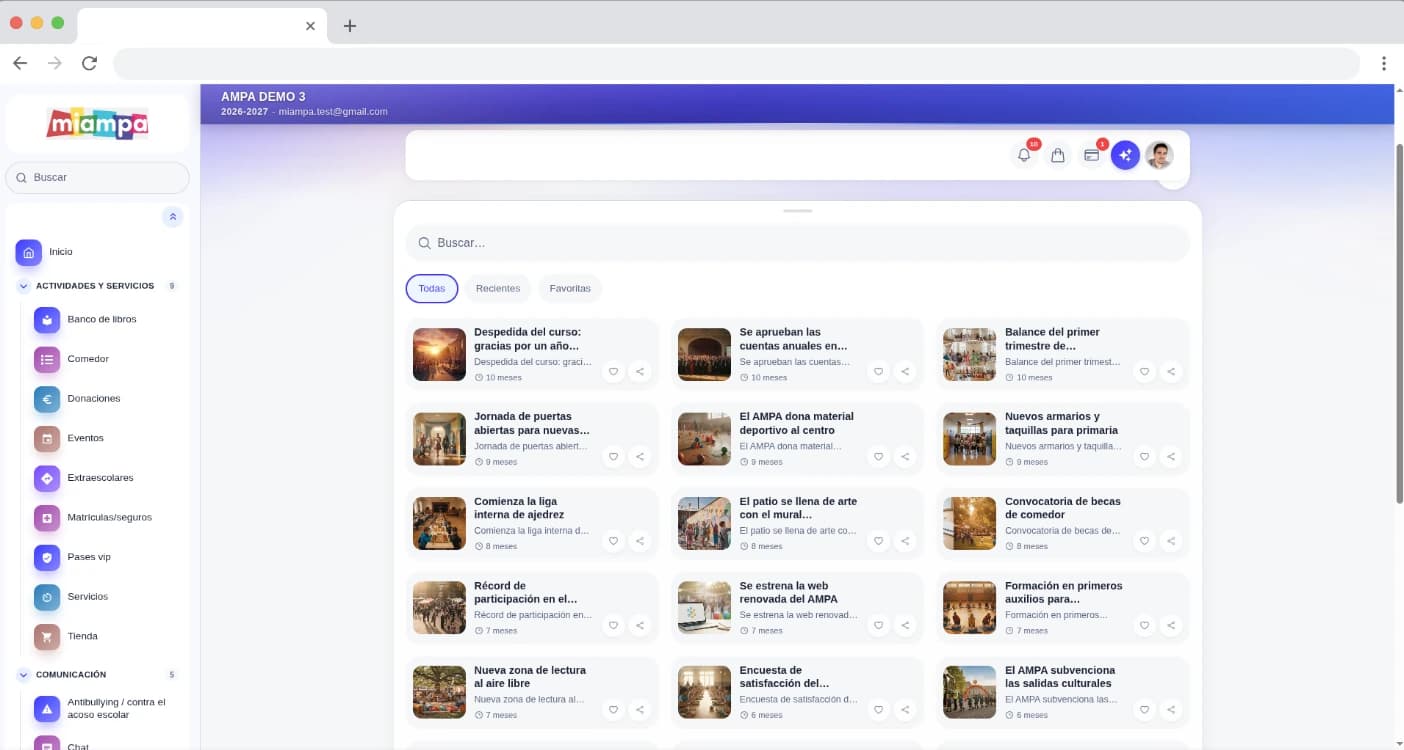 Captura de pantalla: Noticias