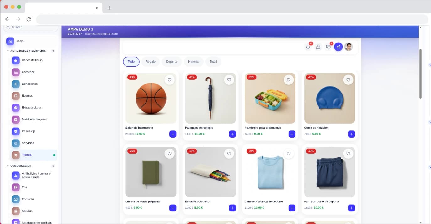 Captura de pantalla: Tienda