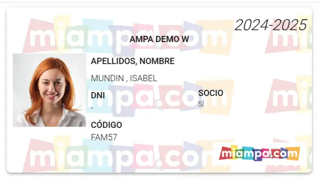 Carnet virtual de socio del AMPA en el móvil