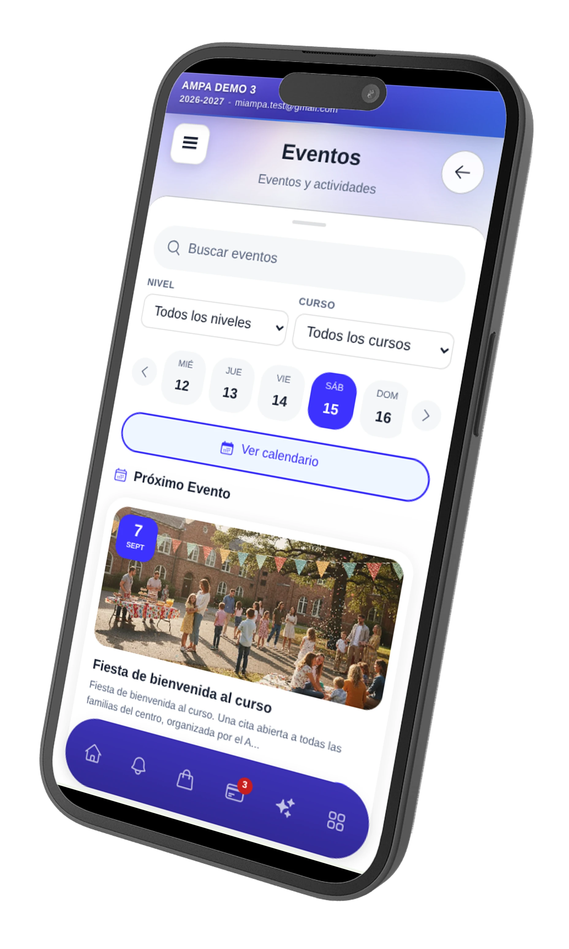 Módulo de eventos en la APP de MiAMPA